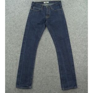 Baldwin Jeans Mens 31 Blue Yoke Straight 77 Straight Mid Rise Dark Wash Button